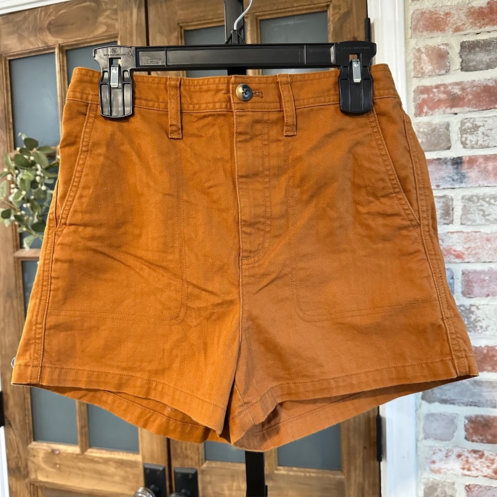 Madewell Shorts Women Burnt Orange High Rise Utility Pull On Cotton Casual Small